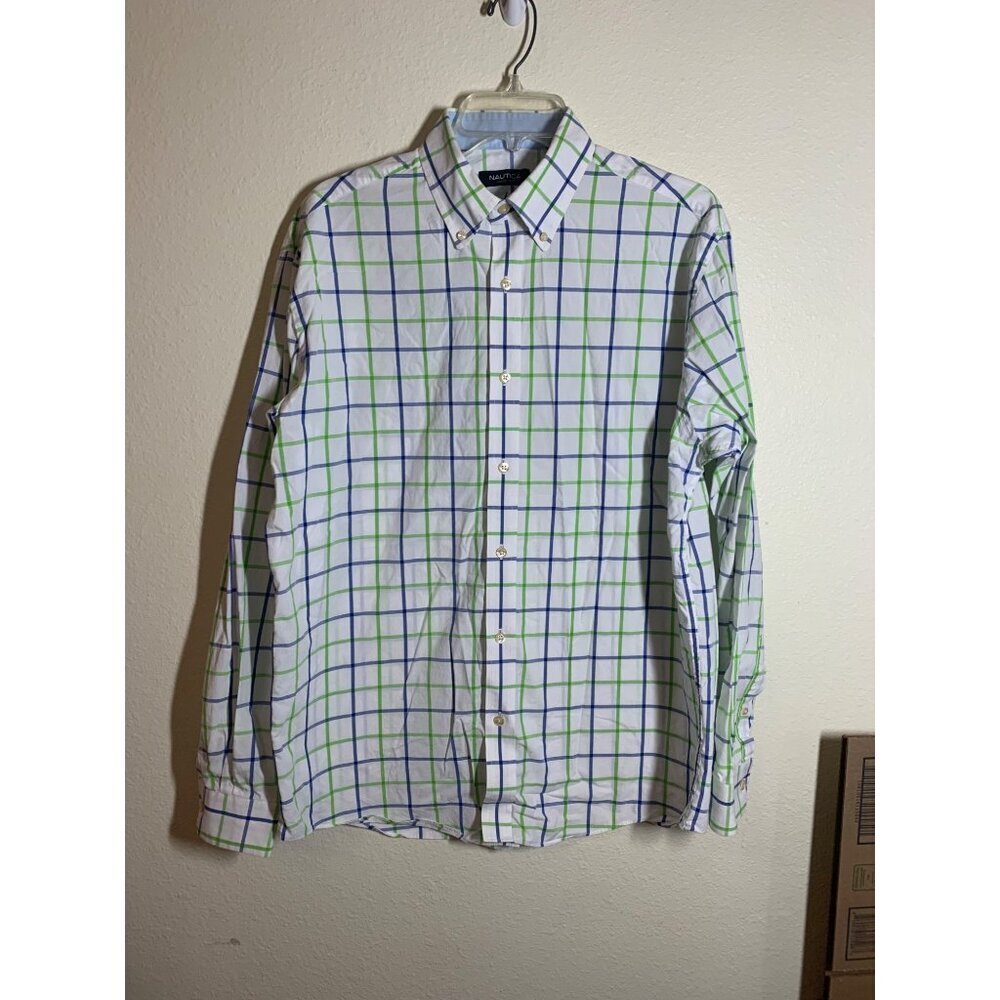 Nautica Button Down Shirt Long Sleeve Business Casual White Mens Size 16 (34/35)